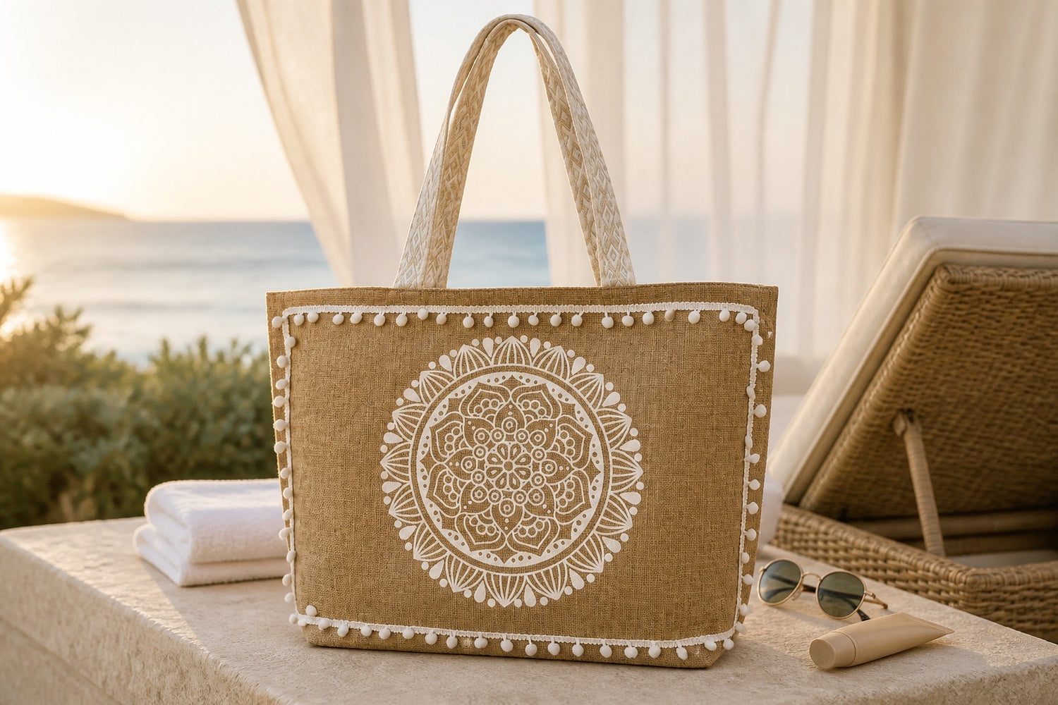 Mandala Jute Tote Bag