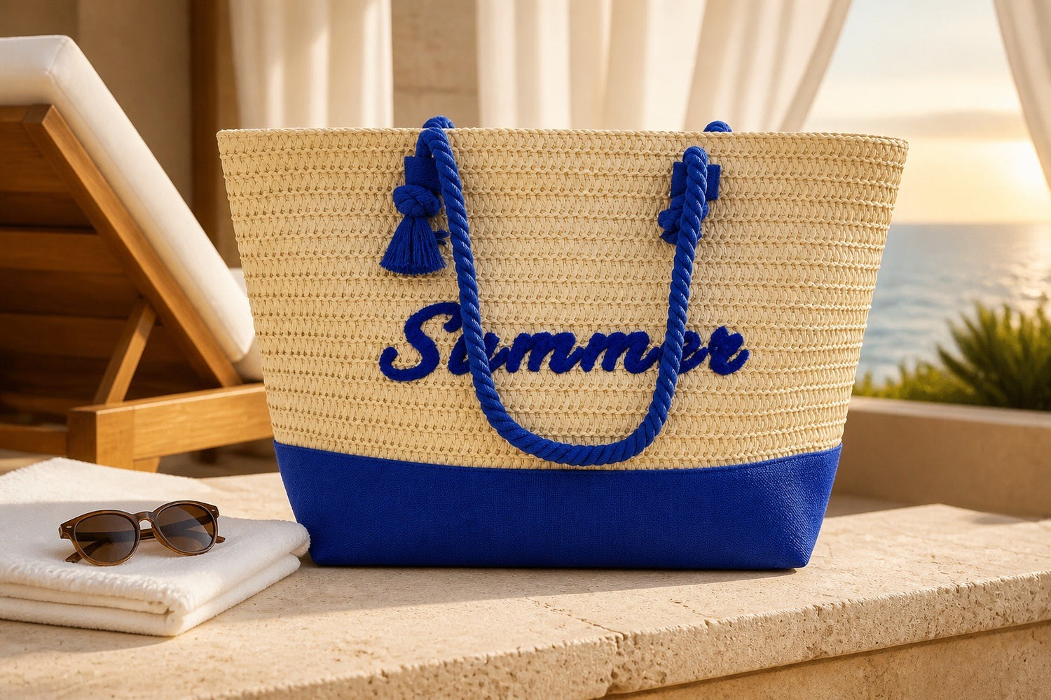 Summer Straw Tote Bag