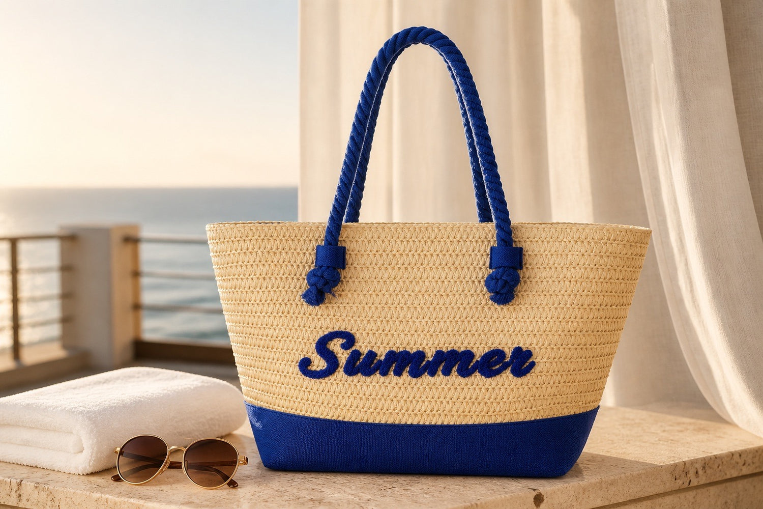 Summer Straw Tote Bag