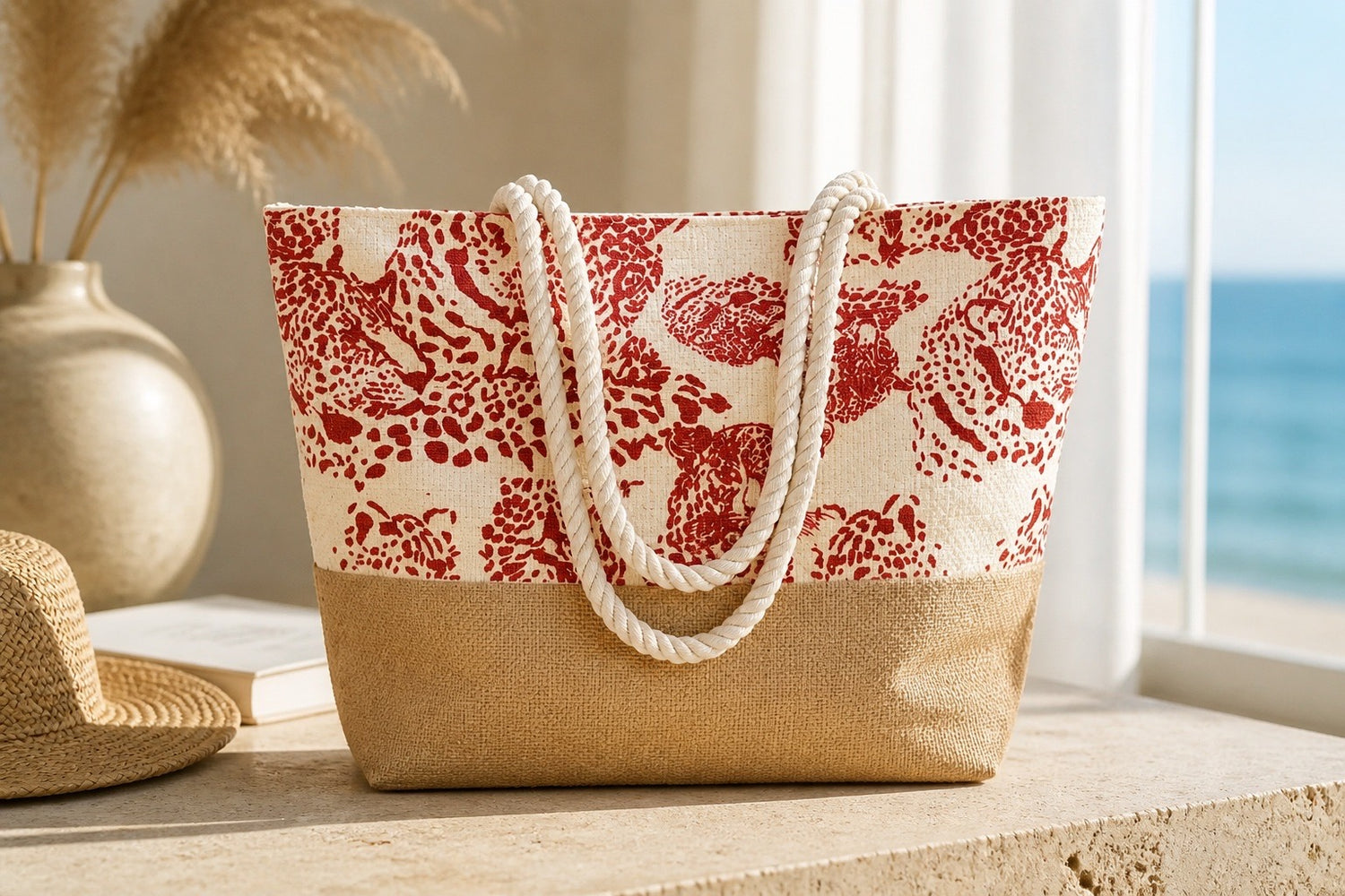 Wild Print Rope Handle Tote Bag