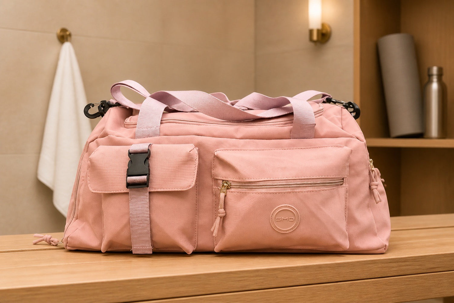 Multi-Pocket Sports & Gym Duffle Bag Blush Pink