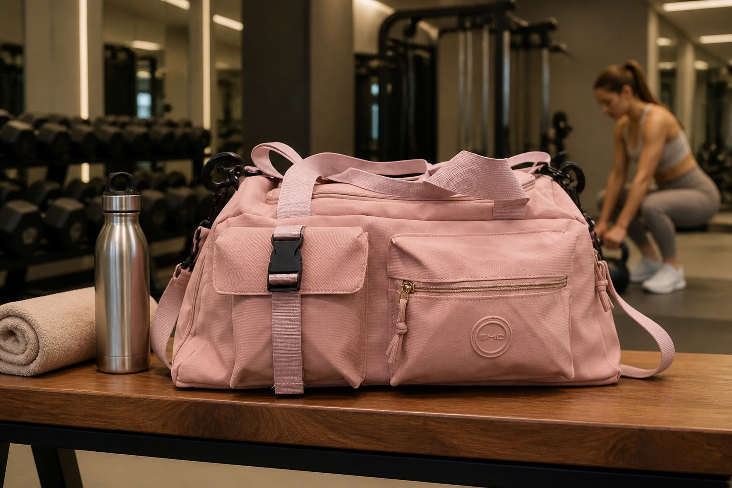 Multi-Pocket Sports & Gym Duffle Bag Blush Pink