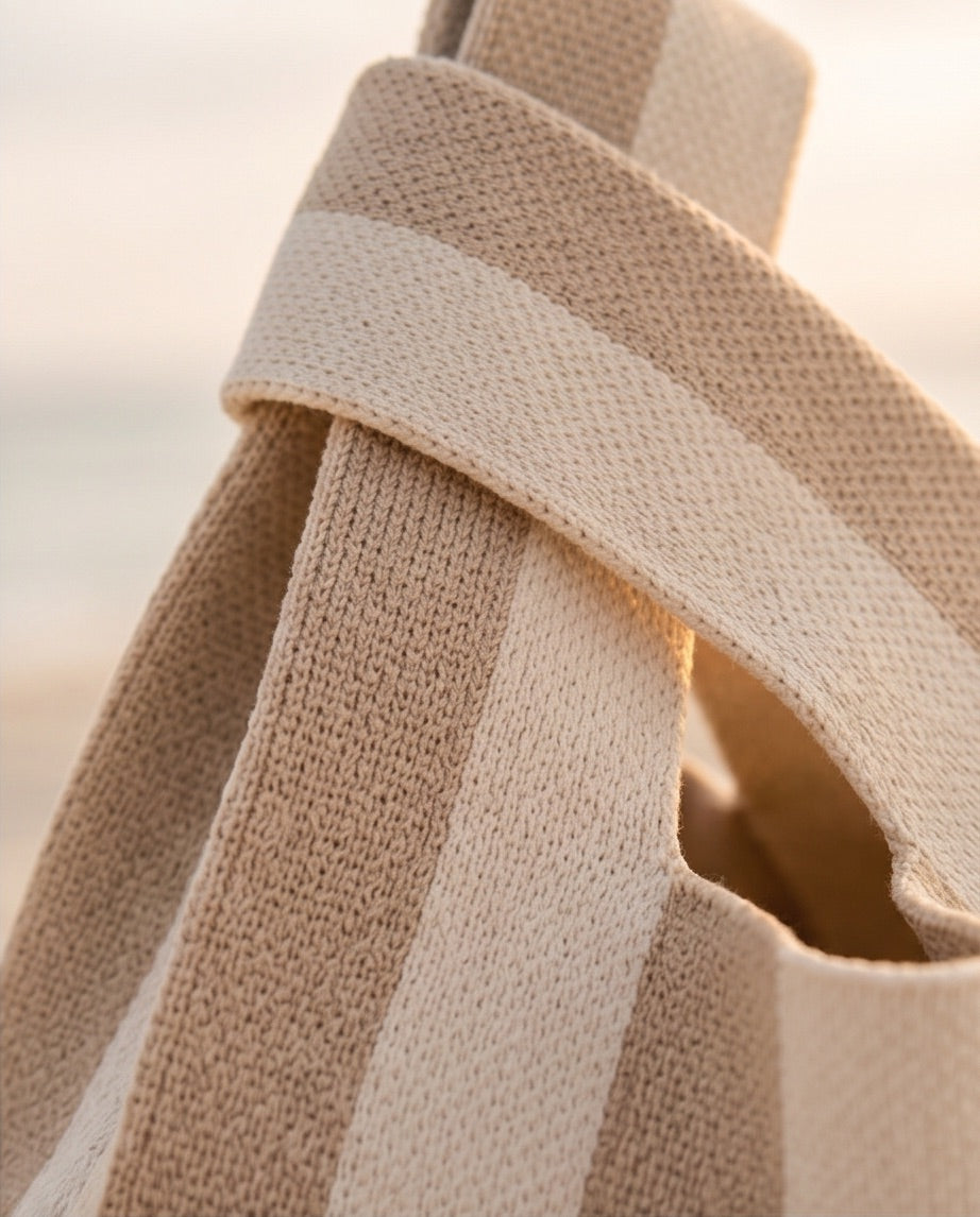Handmade Striped Knot-Handle Multi-Use Pouch