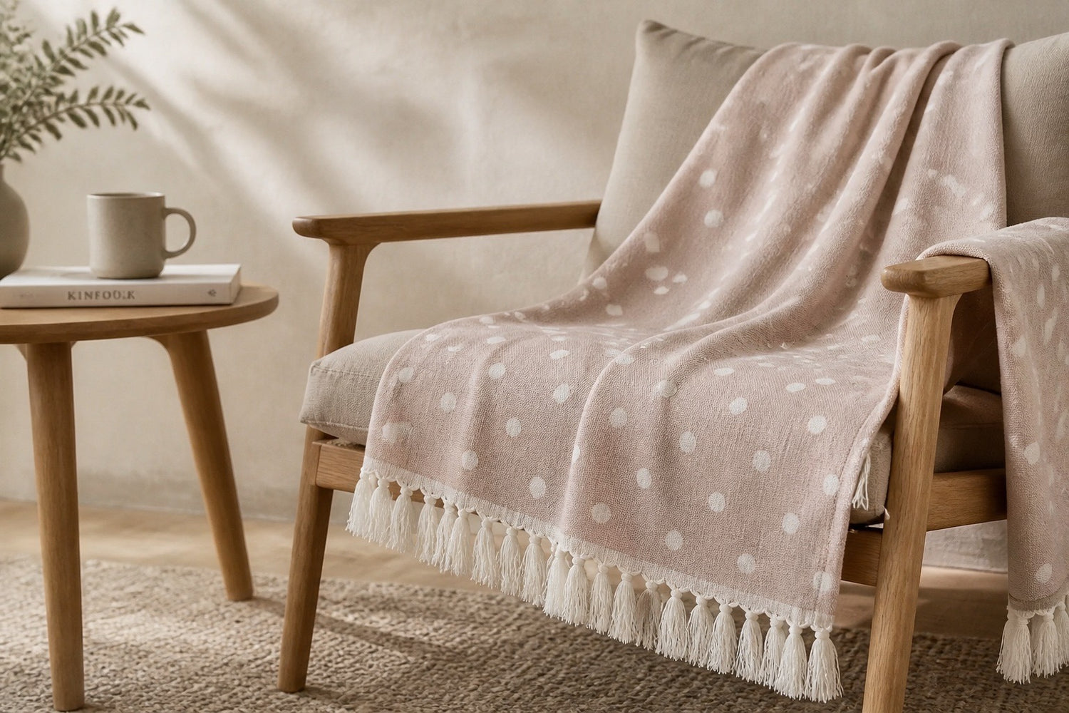 Blush Polka Dot Turkish Beach Towel