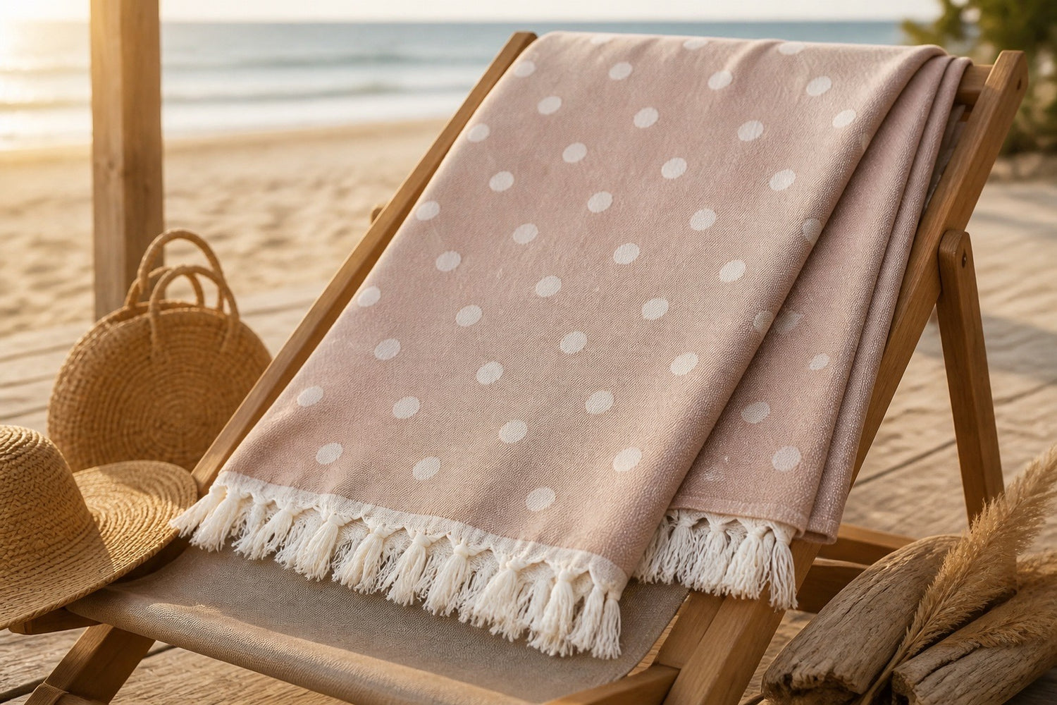 Blush Polka Dot Turkish Beach Towel