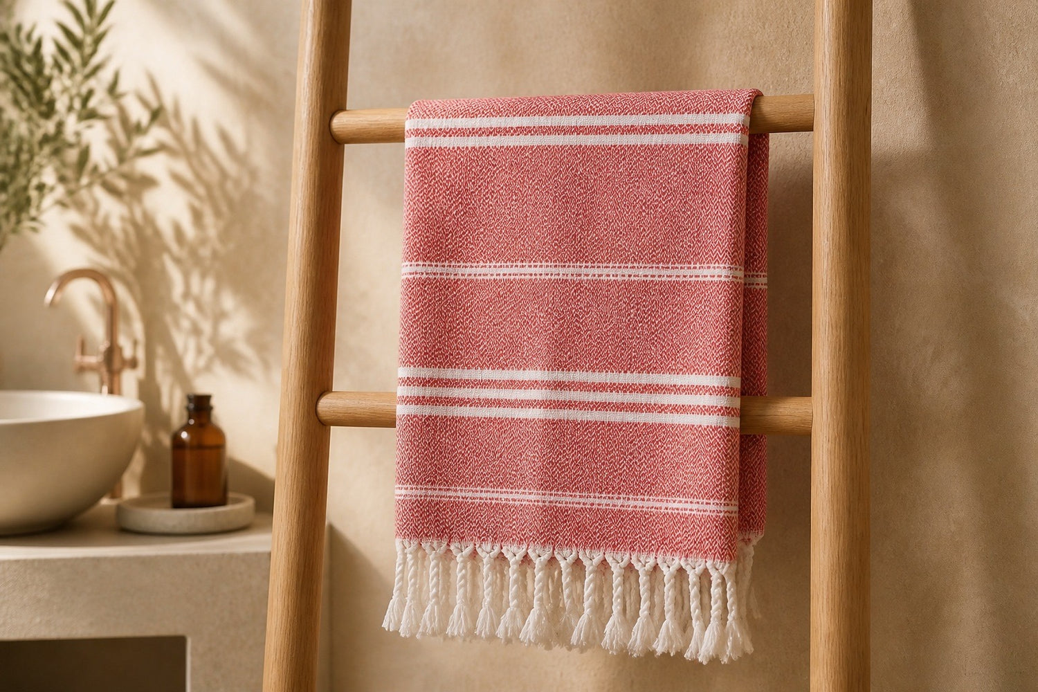 Red & White Stripe Turkish Beach Towel