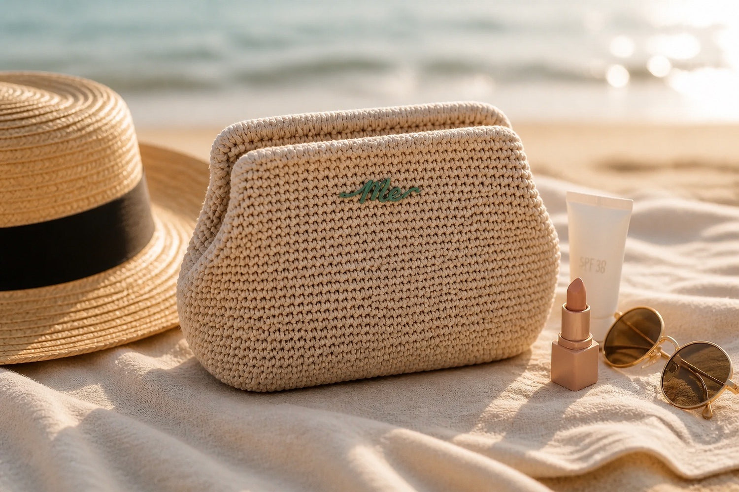 Signature Handmade Crochet Pouch with "Me" Logo